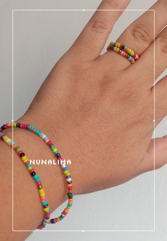 Anillo y pulsera arcoiris