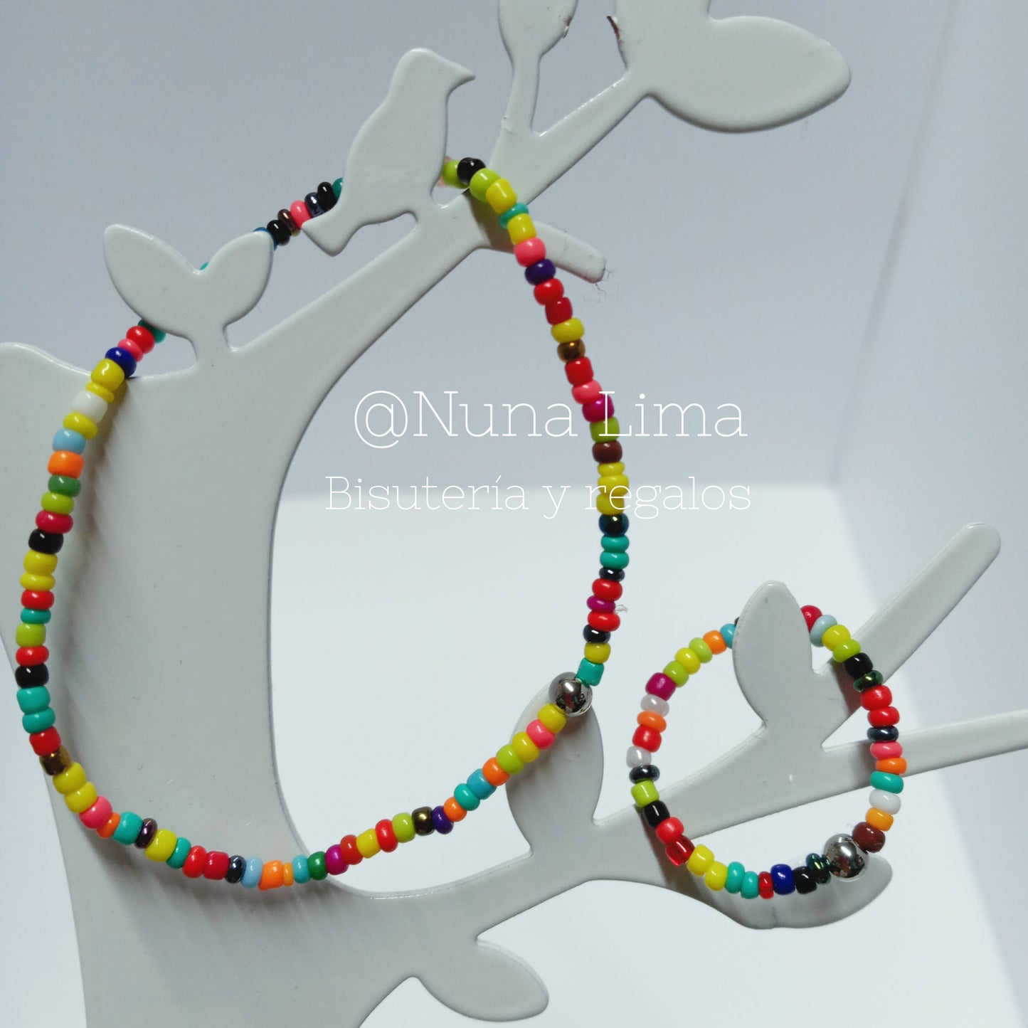 Anillo y pulsera arcoiris
