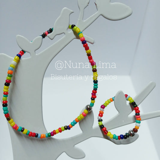 Anillo y pulsera arcoiris
